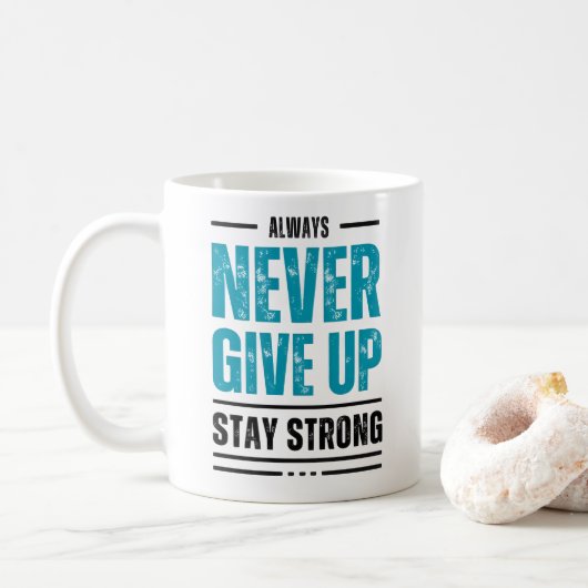 Geef Nooit Op – Motiverende koffiemok (Met donut)