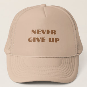 Geef nooit op Tekstnaam Khaki en Khaki-kleur Trucker Pet