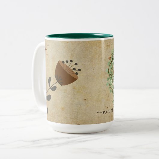 "Geef nooit op" Tweekleurige Koffiemok (Voorkant links)