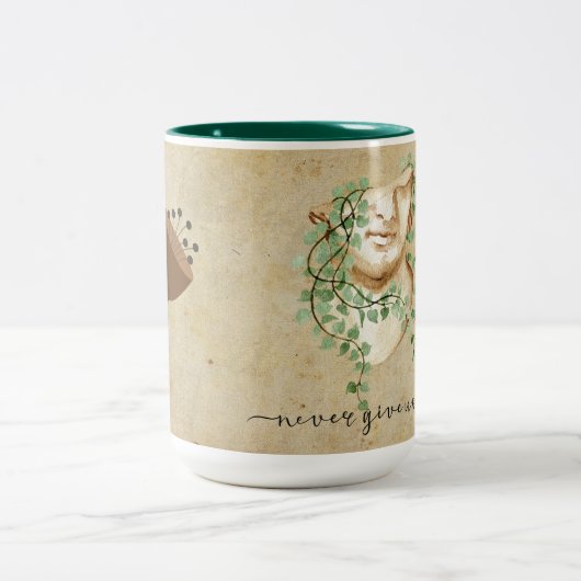"Geef nooit op" Tweekleurige Koffiemok (Center)