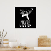 Geef nooit op Zwart Wit Basketbal Pop Art Poster (Keuken)