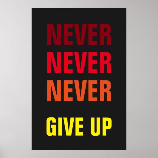 Geef nooit Red Yellow Success Print op (Voorkant)