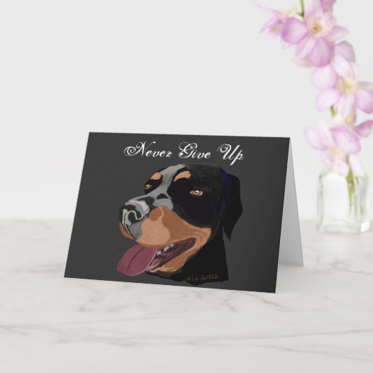 Geef nooit Rottweiler Aanmoediging Kaart (Orchidee)