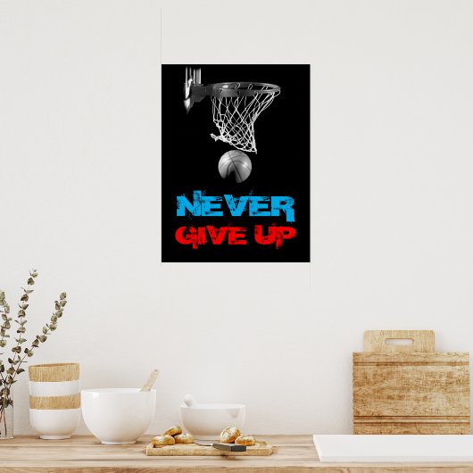 Geef nooit succes Basketball Print op (Keuken)