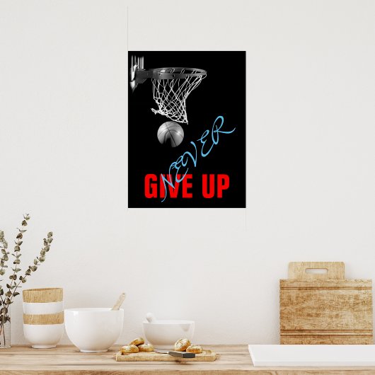 Geef nooit succes Basketball Print op (Keuken)