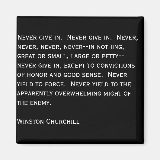 Geef nooit toe. magneet (Voorkant)