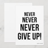 Geef nooit Winston Churchill Motivatie Kaart op (Voorkant / Achterkant)