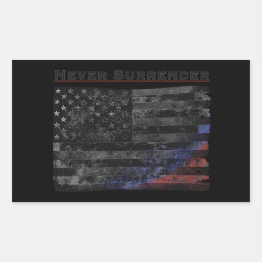 Geef nooit zwarte Amerikaanse vlag over Rechthoekige Sticker (Voorkant)