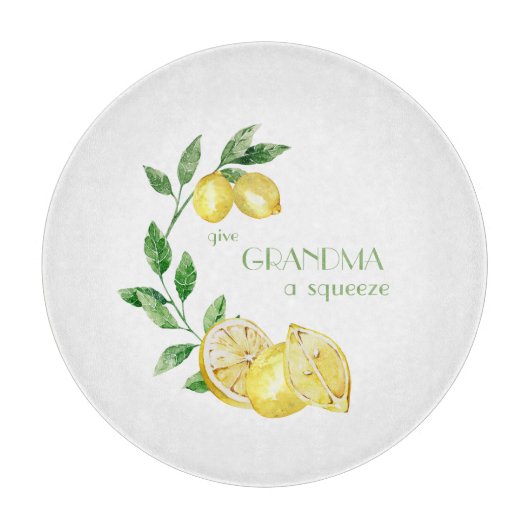 Geef oma een knijp gele citroen snijplank (Voorkant)