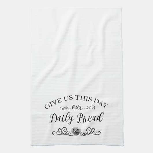 Geef ons deze dag ons dagelijks bijbelcitaat theedoek (Verticaal)