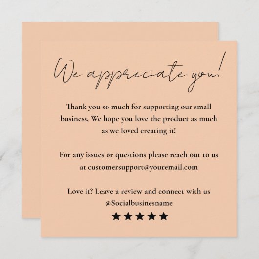 Geef ons een Review klantfeedback bedankpas Kaart (Voorkant / Achterkant)