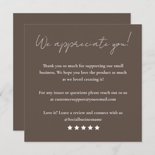 Geef ons een Review klantfeedback bedankpas Kaart (Voorkant / Achterkant)