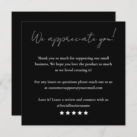 Geef ons een Review klantfeedback bedankpas Kaart (Voorkant / Achterkant)