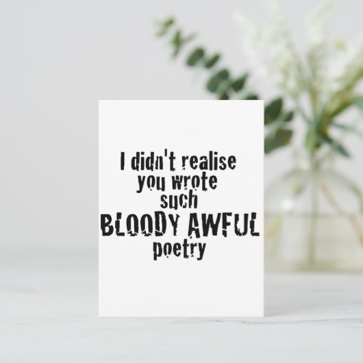 Geef ons geld! briefkaart (Staand voorkant)