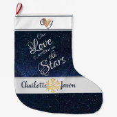 Geef onze liefde weer, geschreven in sterren nacht grote kerstsok (Voorkant)