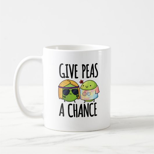 Geef Peas een kans op Funny Hippie Peas Pun Koffiemok (Links)