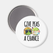 Geef Peas een kans op Funny Hippie Peas Pun Magneet (Voorkant / Achterkant)