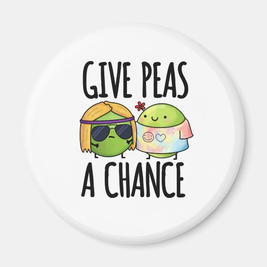 Geef Peas een kans op Funny Hippie Peas Pun Magneet (Voorkant)