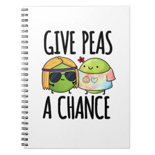 Geef Peas een kans op Funny Hippie Peas Pun Notitieboek