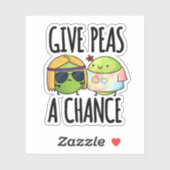 Geef Peas een kans op Funny Hippie Peas Pun Sticker (Vel)