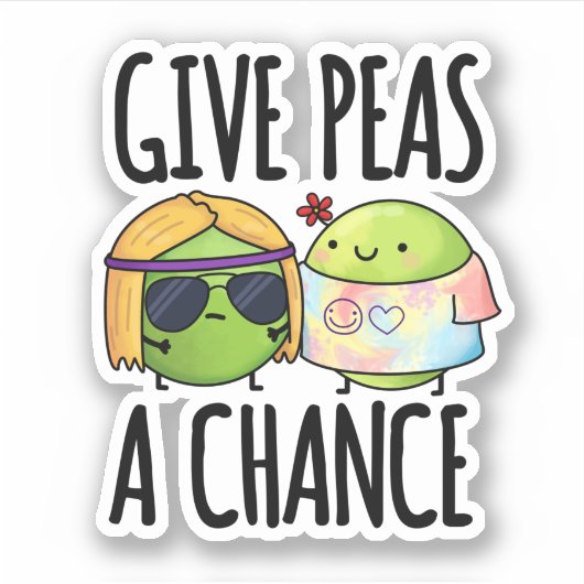 Geef Peas een kans op Funny Hippie Peas Pun Sticker (Voorkant)