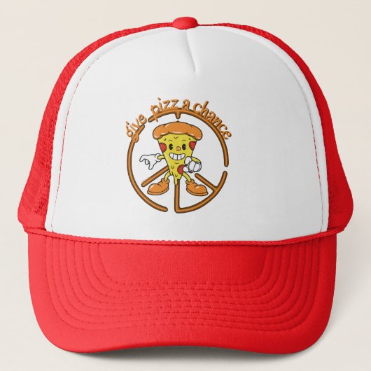 GEEF PIZA EEN KANS grappig pizza pun cadeauidee Trucker Pet (Voorkant)
