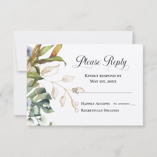 Geef RSVP modern blauw en groen antwoord (Voorkant)