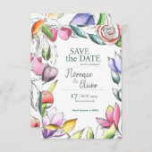Geef schitterende Floral aan Save The Date (Voorkant / Achterkant)
