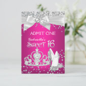 Geef Sparkle Tiara Heels Sweet 16 Hot Pink toe Kaart (Staand voorkant)