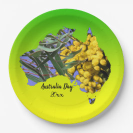 Geef Tekst Australië Dag Gum Leaf Wattle 9" uit Papieren Bordje