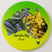 Geef Tekst Australië Dag Gum Leaf Wattle Badge uit Ronde Button 6,0 Cm (Voorkant)