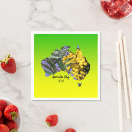 Geef Tekst Australië Dag Gum Leaf Wattle Cocktail  Servet