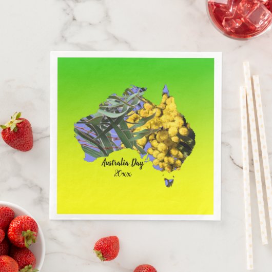 Geef Tekst Australië Dag Gum Leaf Wattle Dinner ui Servet (Insitu)