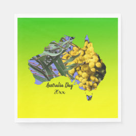 Geef Tekst Australië Dag Gum Leaf Wattle Luncheon  Servet