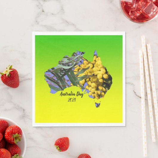 Geef Tekst Australië Dag Gum Leaf Wattle Luncheon  Servet (Insitu)