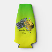 Geef Tekst Australië Dag Gum Leaf Wattle Stubby ui Flesjeskoeler (Voorkant)