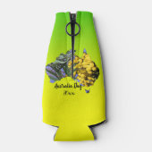 Geef Tekst Australië Dag Gum Leaf Wattle Stubby ui Flesjeskoeler (Achterkant)