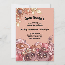Geef Thank’s Boho Thanksgiving Dinner Invitation Kaart
