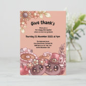 Geef Thank’s Boho Thanksgiving Dinner Invitation Kaart (Staand voorkant)