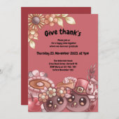 Geef Thank’s Boho Thanksgiving Dinner Invitation Kaart (Voorkant / Achterkant)