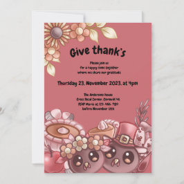 Geef Thank’s Boho Thanksgiving Dinner Invitation Kaart