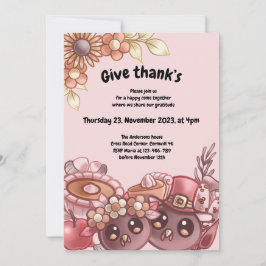 Geef Thank’s Boho Thanksgiving Dinner Invitation Kaart