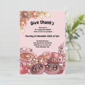 Geef Thank’s Boho Thanksgiving Dinner Invitation Kaart (Staand voorkant)