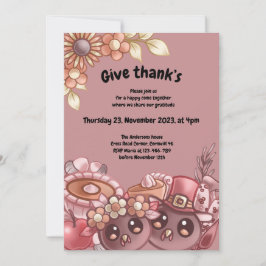 Geef Thank’s Boho Thanksgiving Dinner Invitation Kaart