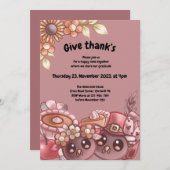 Geef Thank’s Boho Thanksgiving Dinner Invitation Kaart (Voorkant / Achterkant)