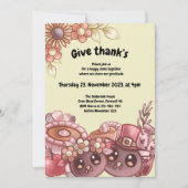 Geef Thank’s Boho Thanksgiving Dinner Invitation Kaart (Voorkant)
