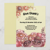 Geef Thank’s Boho Thanksgiving Dinner Invitation Kaart (Voorkant / Achterkant)