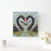 Geef twee zwarte zwemvogels een persoonlijk tintje vierkante klok (Huis)