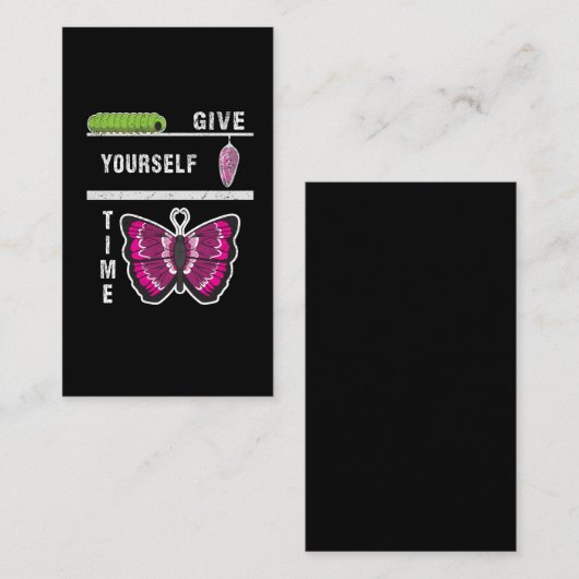 Geef uw eigen Tijd Butterfly Inspirerend Citaat Visitekaartje (Voorkant / Achterkant)