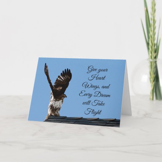 Geef uw Hart Wings Red-Tailed Hawk Foto Kaart (Voorkant)